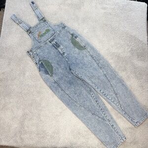 Vintage Overalls Womens S Short Blue Acid Wash Denim 80s 90s Retro Streetwear